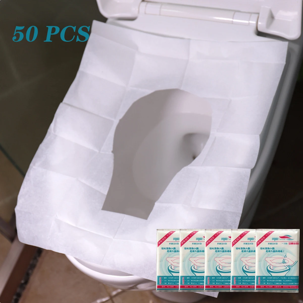 

50Pcs/Pack Disposable Toilet Seat Paper Covers Mat Pad For Travel Camping Bathroom Sanitary Travel Biodegradable Hygienic