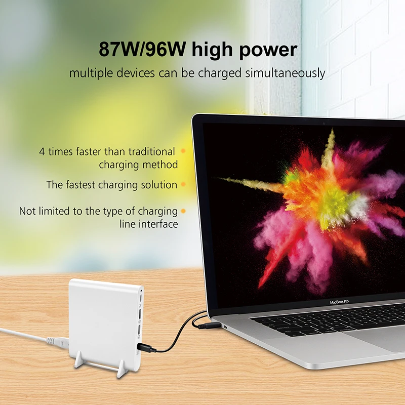 LVSUN 96 واط 87 واط محول الكمبيوتر المحمول العالمي 2 QC3.0 + 2 نوع-c USB-C PD شاحن ل 96 واط ماك بوك سامسونج HP لينوفو شاومي امدادات الطاقة