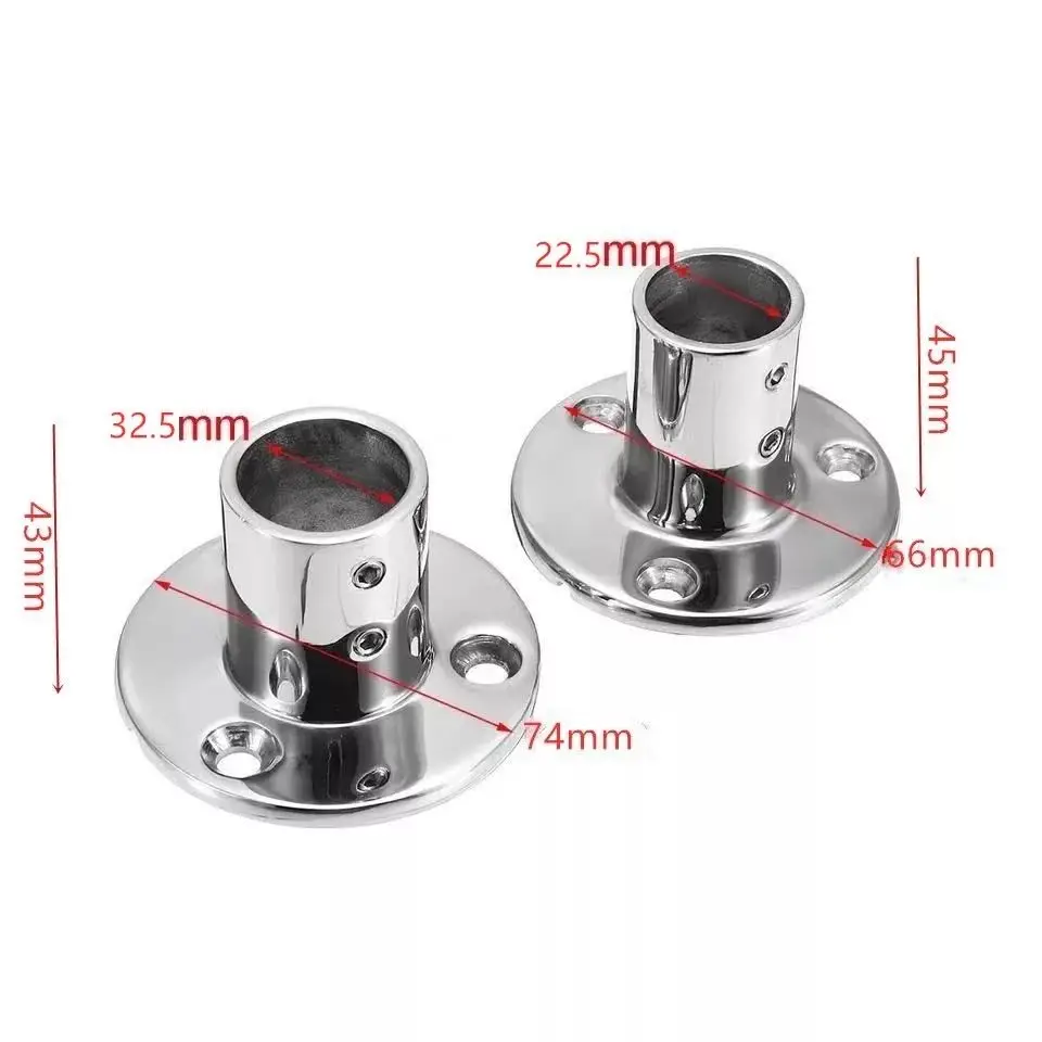 Marine Stainless Steel Boat Hand Rail Fitting 90 Degree Round Base