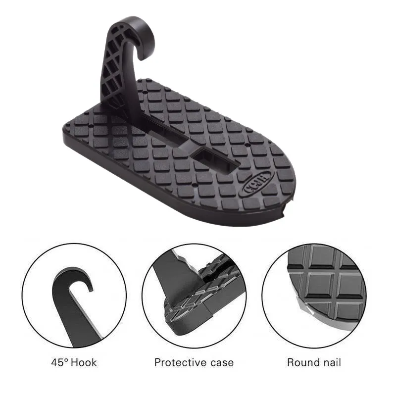 Car Door Step Pedal U Shaped Latch Doorstep Universal Auto Rooftop Luggage Ladder Hooked Foot Pegs Doorstep Safety Hammer