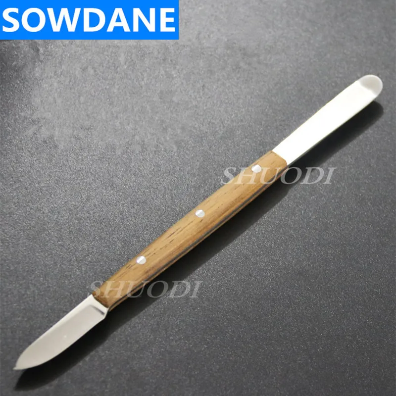 10 pieces Dental Lab Spatula Stainless Steel with Wooden Handle Mixing Spatula Blade Instrument Tool