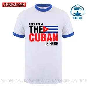 2019 Latest Design Short Sleeves O Neck Tshirt Men Keep Calm Fear The Cuban Is Here T Shirt Wholesale Vintage Cuba Flag T Shirts
