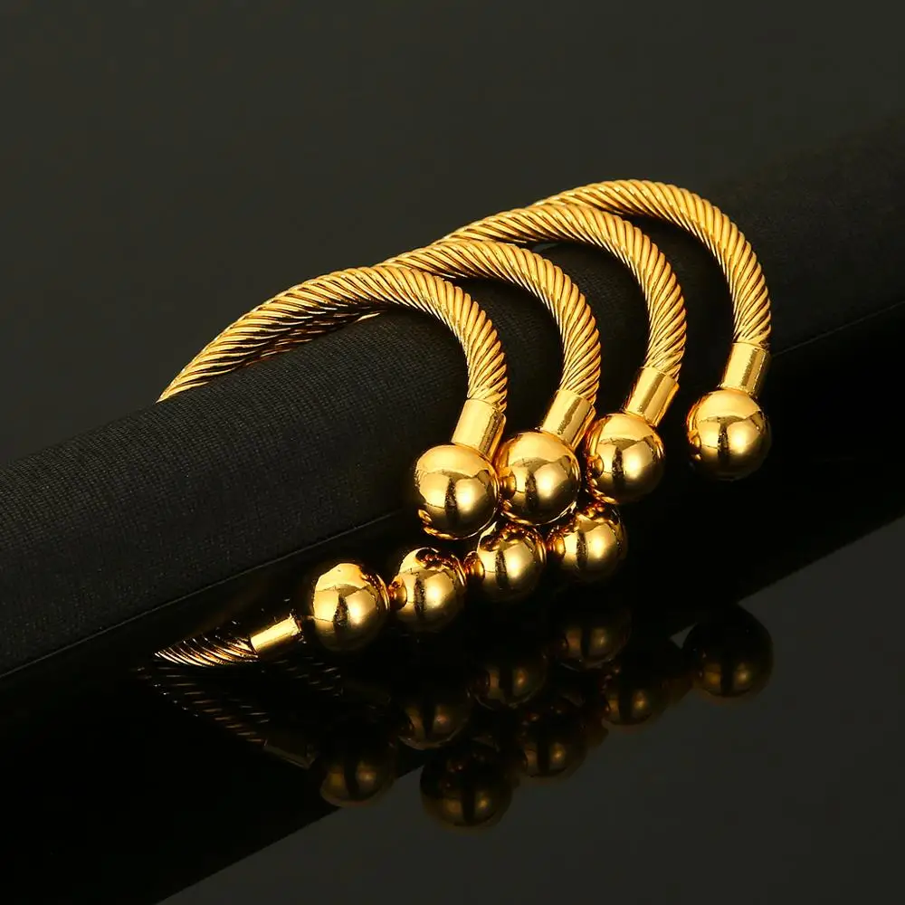 4pcs New African Ethiopian Gold Color Bangle Fashion Dubai Bangles for Women Jewelry