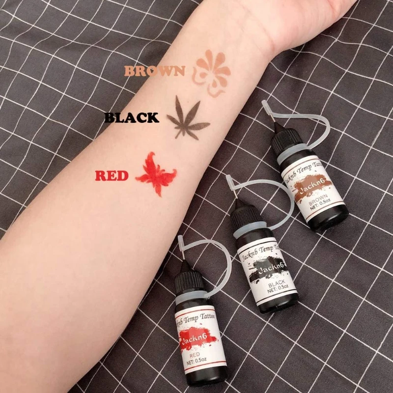 Kit de tatuagens temporárias 4 garrafas semi permanente tinta à mão livre com adesivo estênceis conjunto pasta diy tatuagens temp para crianças