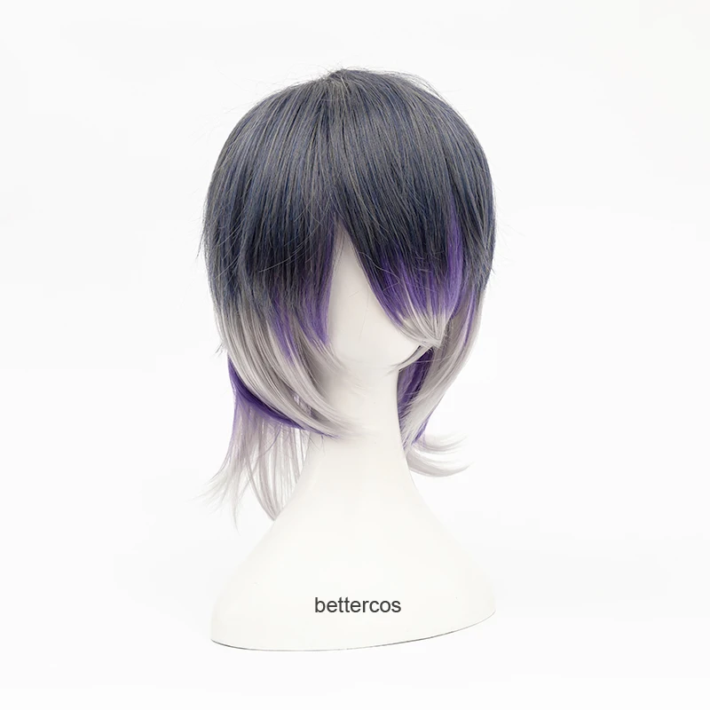 DIABOLIK LOVERS Sakamaki Reiji Short Purple Ombre Cosplay Wig Heat Resistant Synthetic Hair Wigs + Free Wig Cap