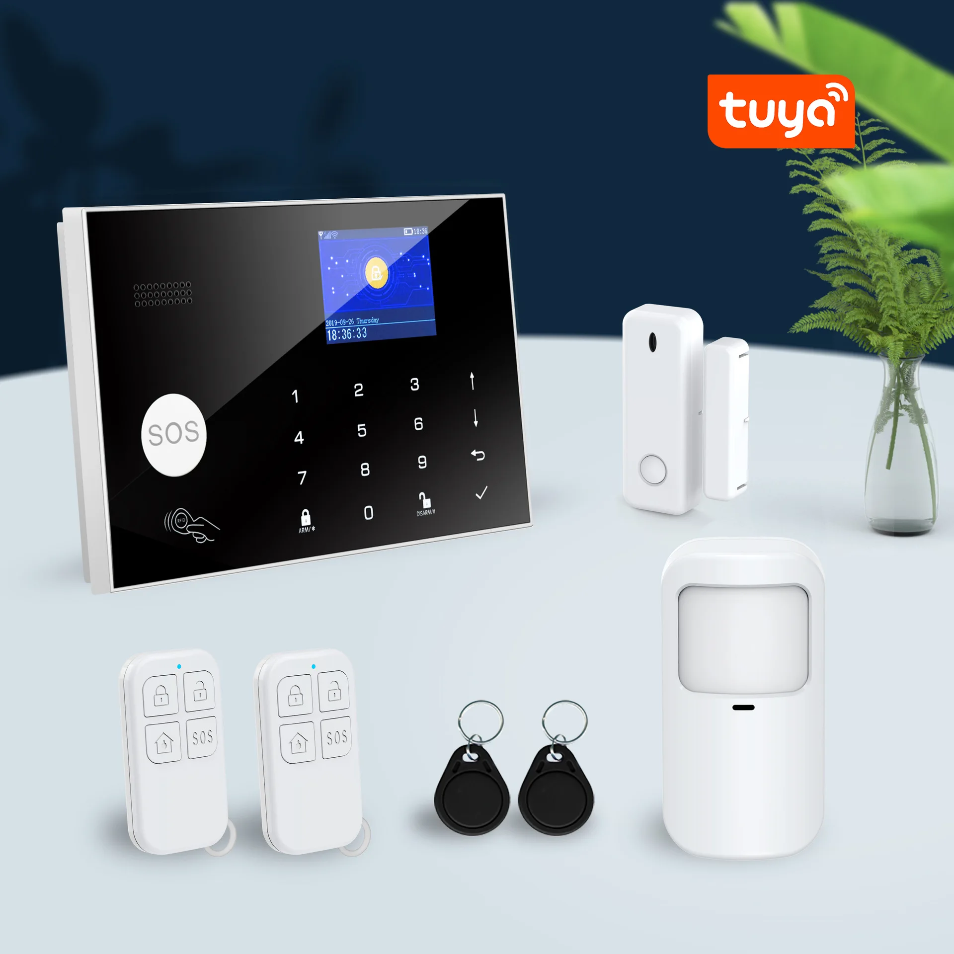 Multi-Language 2.4Inch Touch Screen Tuya Remote Control WIFI+4G Alarm System Home Security Wireless  Burglar Alarm Sensor