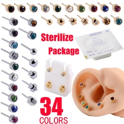 1Pair Fashion Surgical Steel Sterile Ear Piercing 24K Gold Plated Nickel-free Ear Cartilage Tragus Studs Earring Puncture Jewery