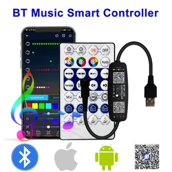 DC5-24V 28Key Bluetooth Music Led Controller Mic Remote per indirizzabile individualmente 3pin Strip Light Mobile App 5050 pixel RGB