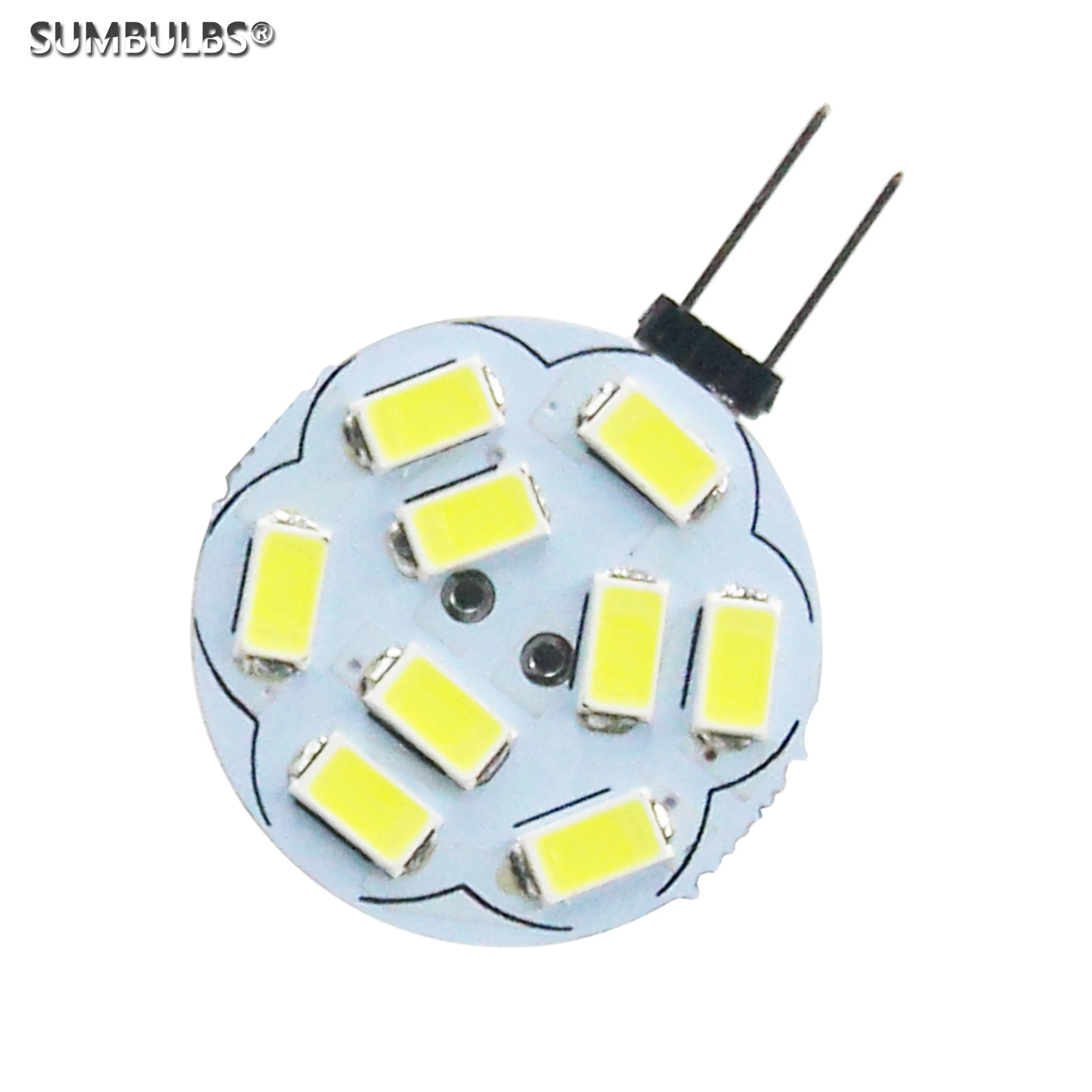 SUMBULBS G4 Led Bulb On DC 12V 1.8W 5730 SMD Round Range Bi-Pin Lamp 9 Chips for Camping Warm Cold White Street Spots Lighting