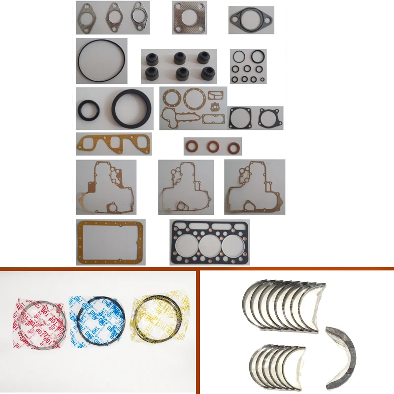 

engine complete overhaul full gasket set kit main crankshaft connecting bearing piston ring for Kubota engine : 3D87 D1703