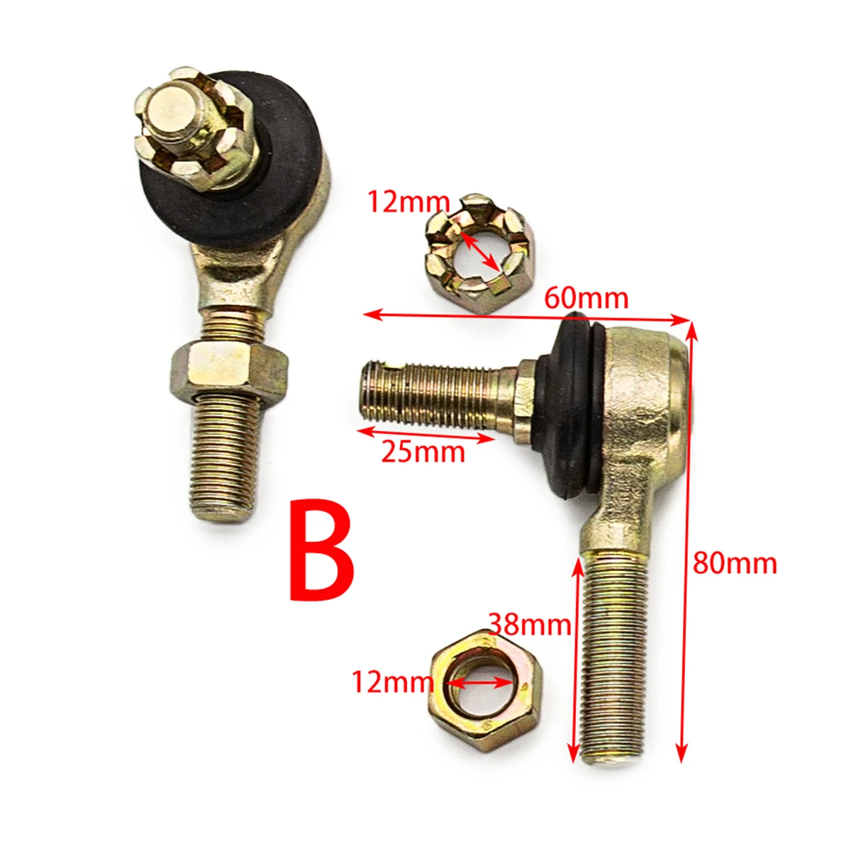 2X 10mm M10 Tie Rod End Kits Ball Joint for 50cc 70cc 90cc 110cc 125cc 150cc 200cc 250cc 300cc ATV Karting Quad Bike 4-wheeler