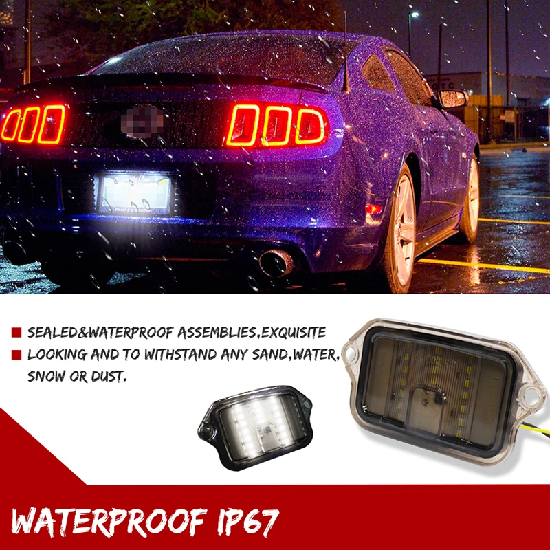 1PC 6000K White LED License Plate Light For 2005-2009 Ford Mustang Convertible, Coupe 8Cyl 4.6L 5.4L GT Shelby GT Shelby GT500