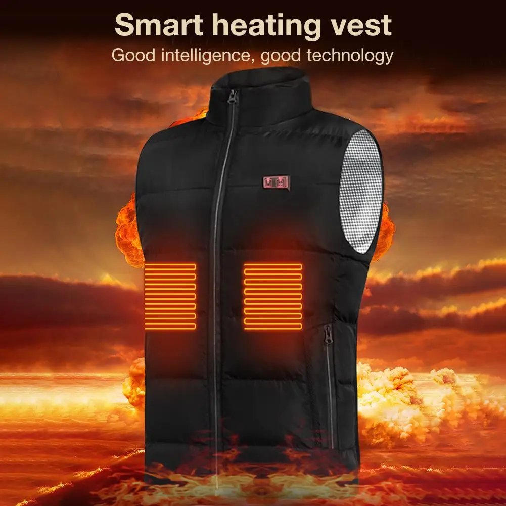 5V/2A USB Charging Heated Motorcycle Rider Vest Winter 9 Heating Areas Heating Vest 3 Heating Levels Washable Cotton Heated Vest