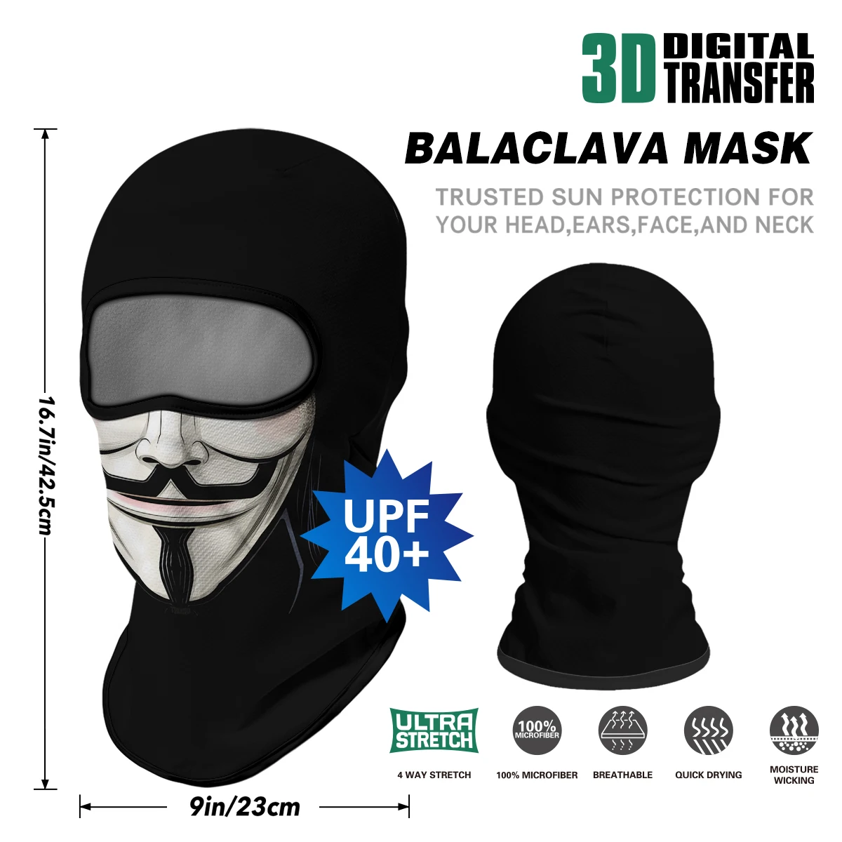 V for Vendetta Mask Bandana Scarf Breathable Windproof Balaclava Masque Anonymous Bicycle Headband Sports Braga Cuello Quick Dry