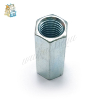 1pcs M8 M10 M12 M14 M16 M18 M20 Rod Coupling Hex Nut steel Galvanized Long Hex Nut Connection Thread Nut