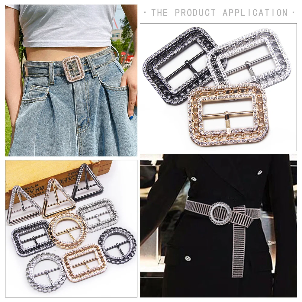 New 35/40/45mm Fashion Metal Rhinestone Belt Buckles Crafts Decoration Buckles For Women Belt DIY Garment Sewing Accessories