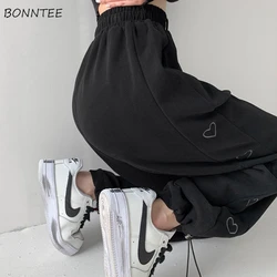 Wide Leg Pants Women Baggiest Harajuku Femme Streetwear Joggers Heart-Stitch Aesthetic Drawstring Pantalones Loose Soft Trendy