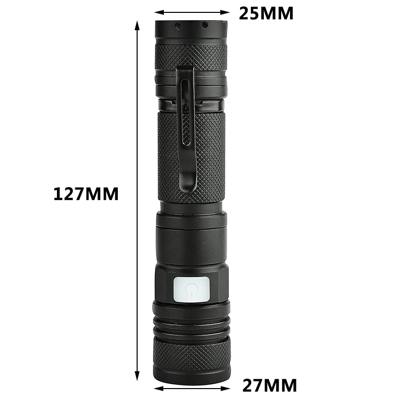 XM-L2 U3 Buillt In 18650 Battery Led Flashlight USB Rechargeable Torch Adjustable Zoomable Focus 3 Switch Modes Waterproof