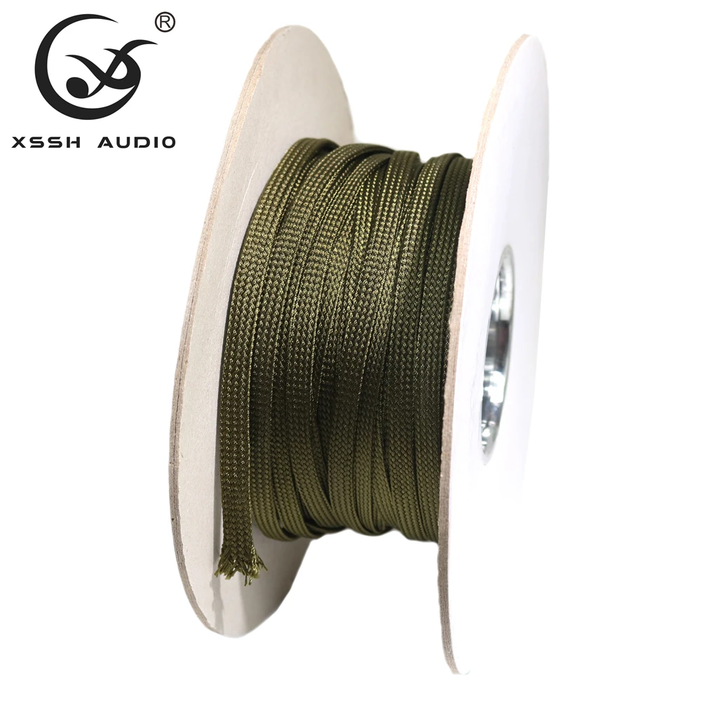 100 Meters 5mm 8mm 12mm Green Cotton Speaker Power Audio Wire Special Shock Absorber Braided Cable Tube Sleeve Sleeving Sheath