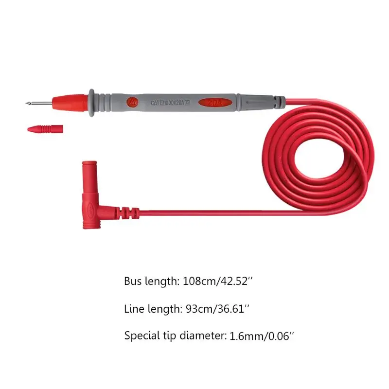 High-performance Soft Silicone Electrician Test Leads Kit 1000V Flame Retardant Needle Probe for Digital Multimeter  Dropship