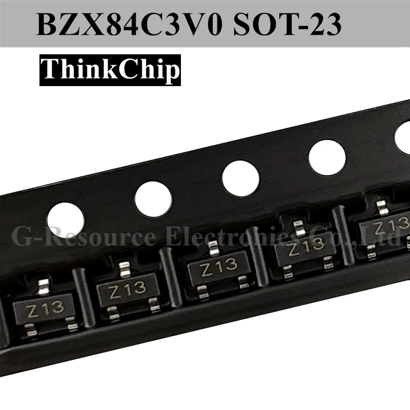(100Pcs) BZX84C3V0 SOT-23 SMDแรงดันไฟฟ้าStabilizedไดโอด3V (เครื่องหมายZ13)