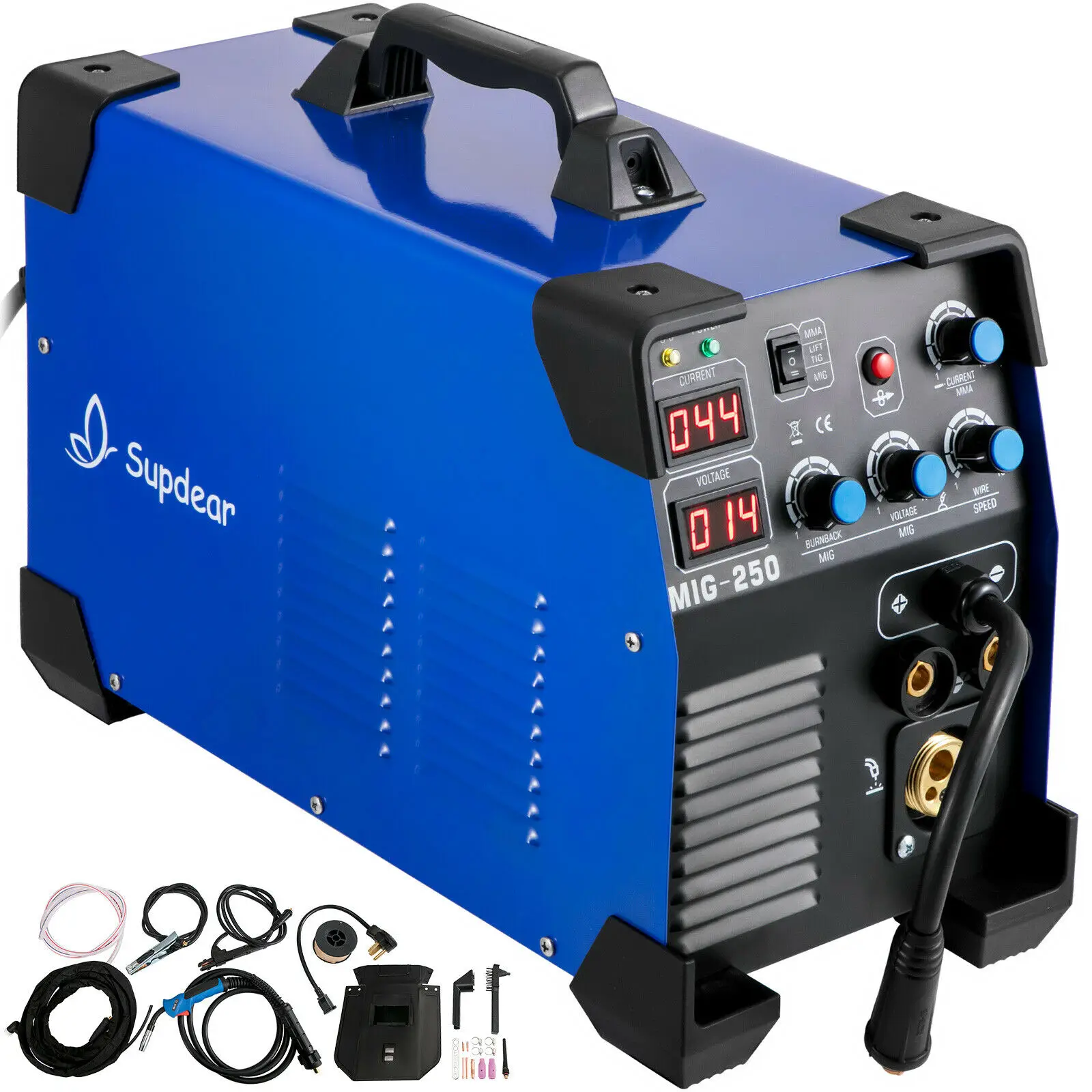 Welder 250 Amp MIG TIG Arc Welder 3 in 1 Aluminum Welder Semi-automatic Welding IGBT Combo Welding Machine Dual voltage BurnBacK