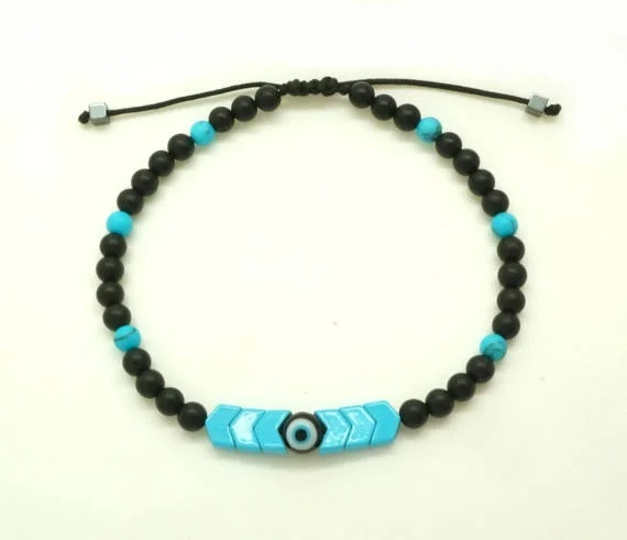 Evil Eye Bracelet  Mens Bracelet  Arrow Bracelet  Turquoise Bracelet