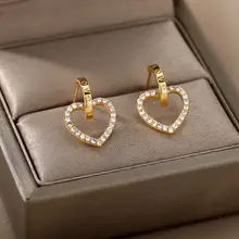 Heart Drop Earrings Stainless Steel #4