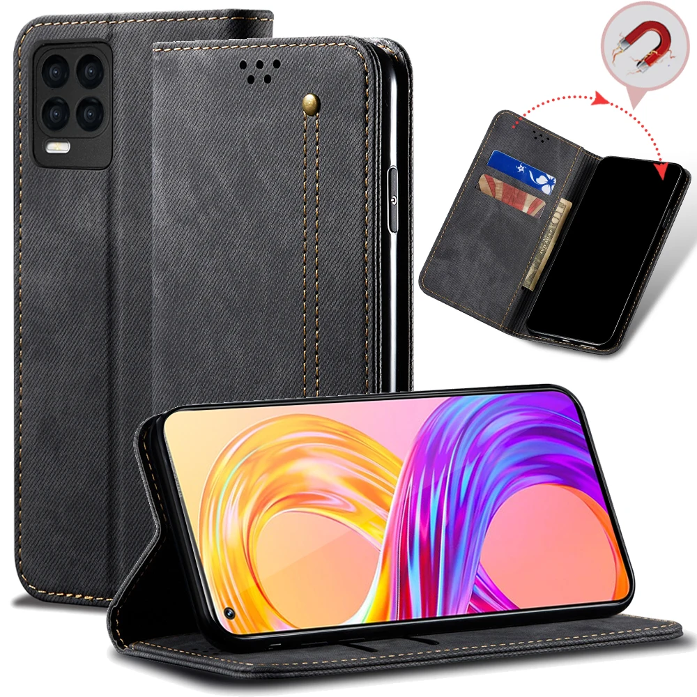 Luxury Leather Flip Wallet Case For OPPO Realme 8 6 7 Pro C21 C20 Card Slot Stand Magnetic Phone Cover Bag for Realme V13 House