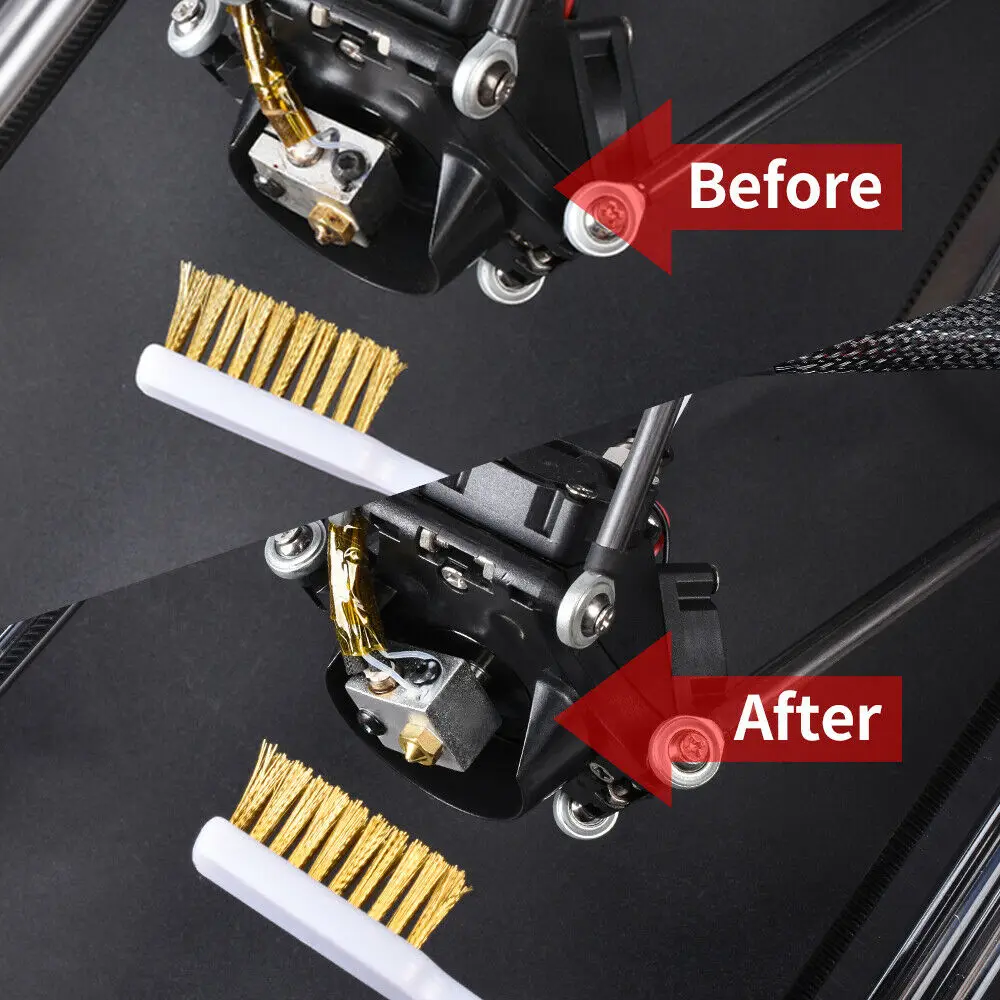 1/3Pcs Opcional Bico Aquecedor Bloco Ferramenta De Limpeza De Fio De Cobre Escova De Latão Limpador Escova De Dentes Para Hotend