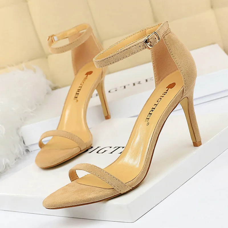 BIGTREE Shoes Super High Heels Suede Women Heels Open Toe Woman Pumps Sexy Party Shoes Stiletto Heels Summer Women Sandals 2023