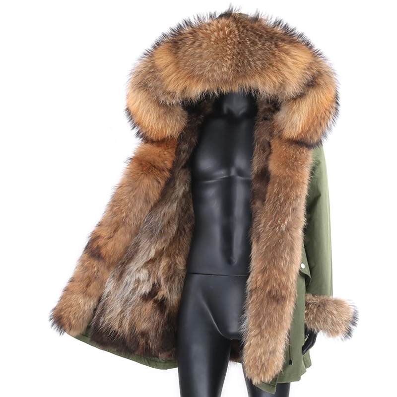 

parka winter waterproof long jacket real fur coat natural fox fur men collar hood thick warm streetwear detachable new