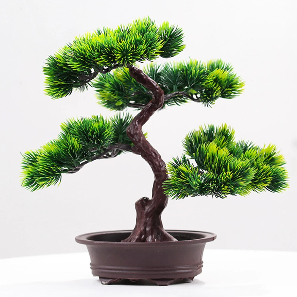 Tanaman Buatan Pinus Kecantikan Pohon Pinus Phoenix Imitasi Tanaman Pot Bonsai Manusia Hidup Kantor DIY Festival Dekoratif Hadiah Dekorasi Rumah