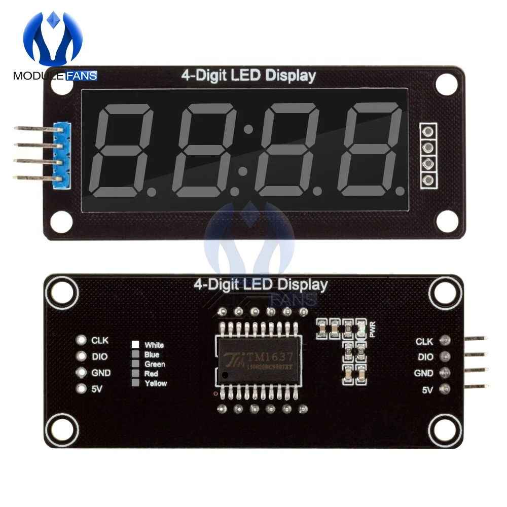 Módulo de exibição tubo LED digital para Arduino, módulo duplo pontos, branco decimal, 7 segmentos, TM1637, 0,56, 0,56