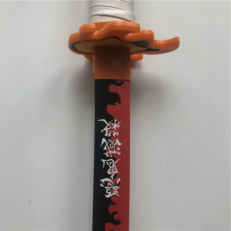 Anime 1:1 Cosplay miecz broń Rengoku Kyoujurou B Cosplay miecz nóż Ninja drewniana zabawka 80cm