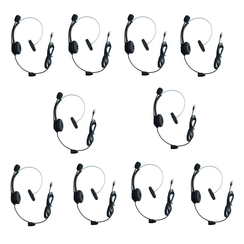 

10x Monaural Corded Operator Call Center IP Telephone Mic 4Pin RJ9 Plug Microphone Headset Headphone Call Center for Cisco 3Com