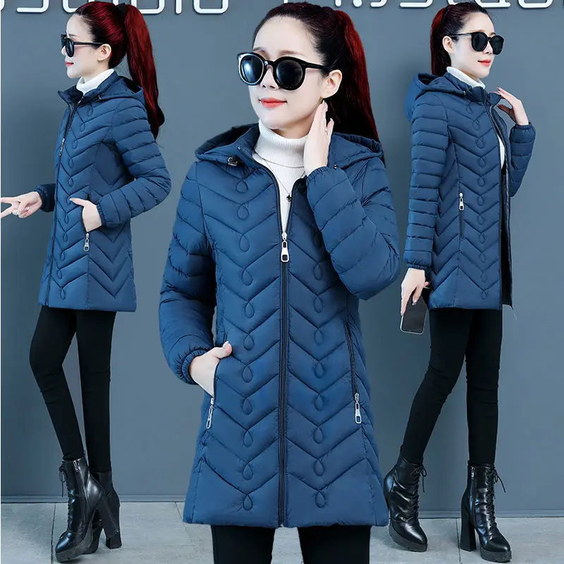 

Middle-aged Mother Cotton Winter Jacket 2023 Fashion Parkas Slim Detachable Hooded Coat Women's Warm Parka Zipper Outwear 6XL