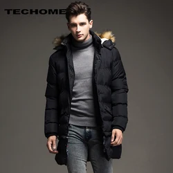 Nice Winter Thick Warm Cotton Male Jacket Men Parka Hooded Casual Wadded Outerwear Fashion Faux Fur Hood Padded Quilted Coat