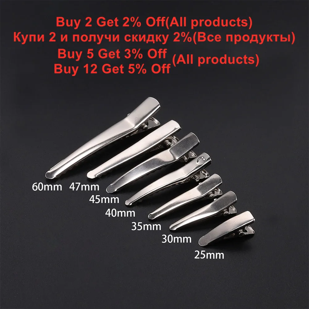 20Pcs/Lot 25-60mm Flat Single Prong Metal Single Alligator Hair Clip Bow Teeth Base for DIY Hairpins Jewelry Making Findings