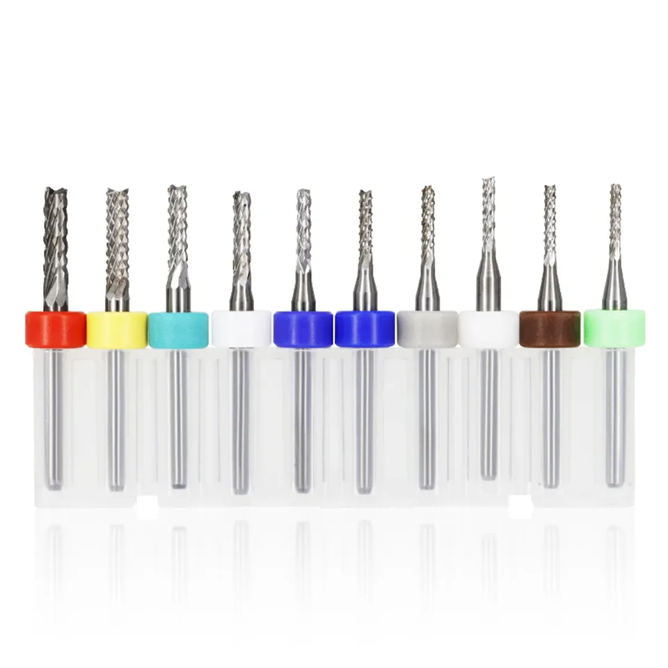 Imagem -02 - Vack 10 Pcs Lot Endmill 0.53.175 mm de Carboneto de Milho de Tungstênio Pcb Conjunto Cortador de Moagem Máquina Pcb Router Bit Gravura Ferramentas do Moinho de Fim