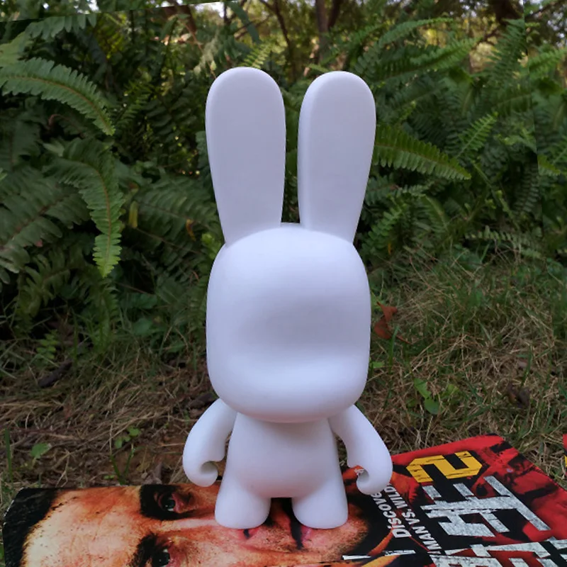 Wholesale 7inch Long Ear Kidrobot Rabbit PVC Doll DIY Paint Blank White Vinyl Toy In Opp Bag