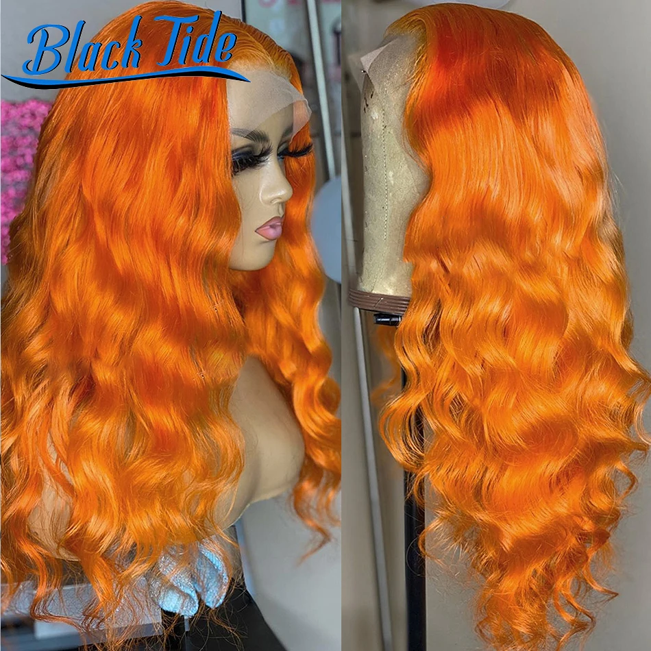 Orange Ginger Lace Front Wig Body Wave Lace Front Wig Remy Brazilian 13x4 Transparent Lace Frontal Wig Human Hair Pre Plucked