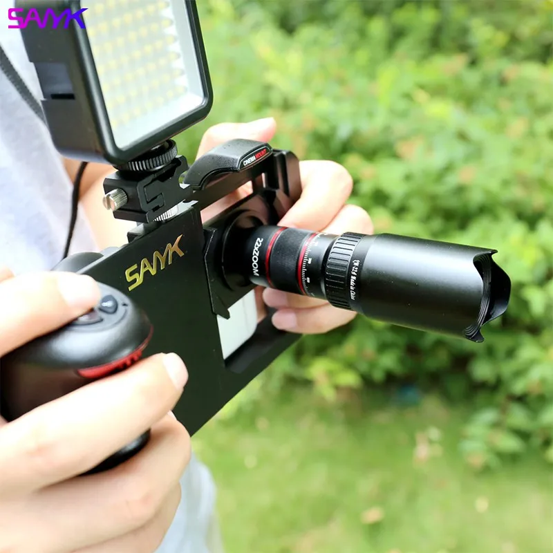 Подвесной стабилизатор SANYK для сотового телефона, наборы для видеосъемки, набор объективов для телефона, удаленное управление, клетка для смартфона, микрофон, светильник, IOS, Android