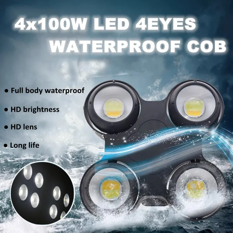 

New Professional Outdoor LED 4eyes Waterproof 400w LED Blinder Light COB Warm White IP65 Outdoor Light Beam Stage Lighting