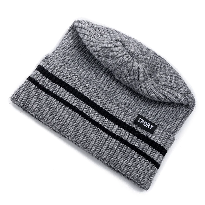 New Unisex Winter Hat Add Fleece Warm Cap Stylish Striped Soft Beanie Hat For Men Women Outdoor Thicken Ski Sports Knitted Hat