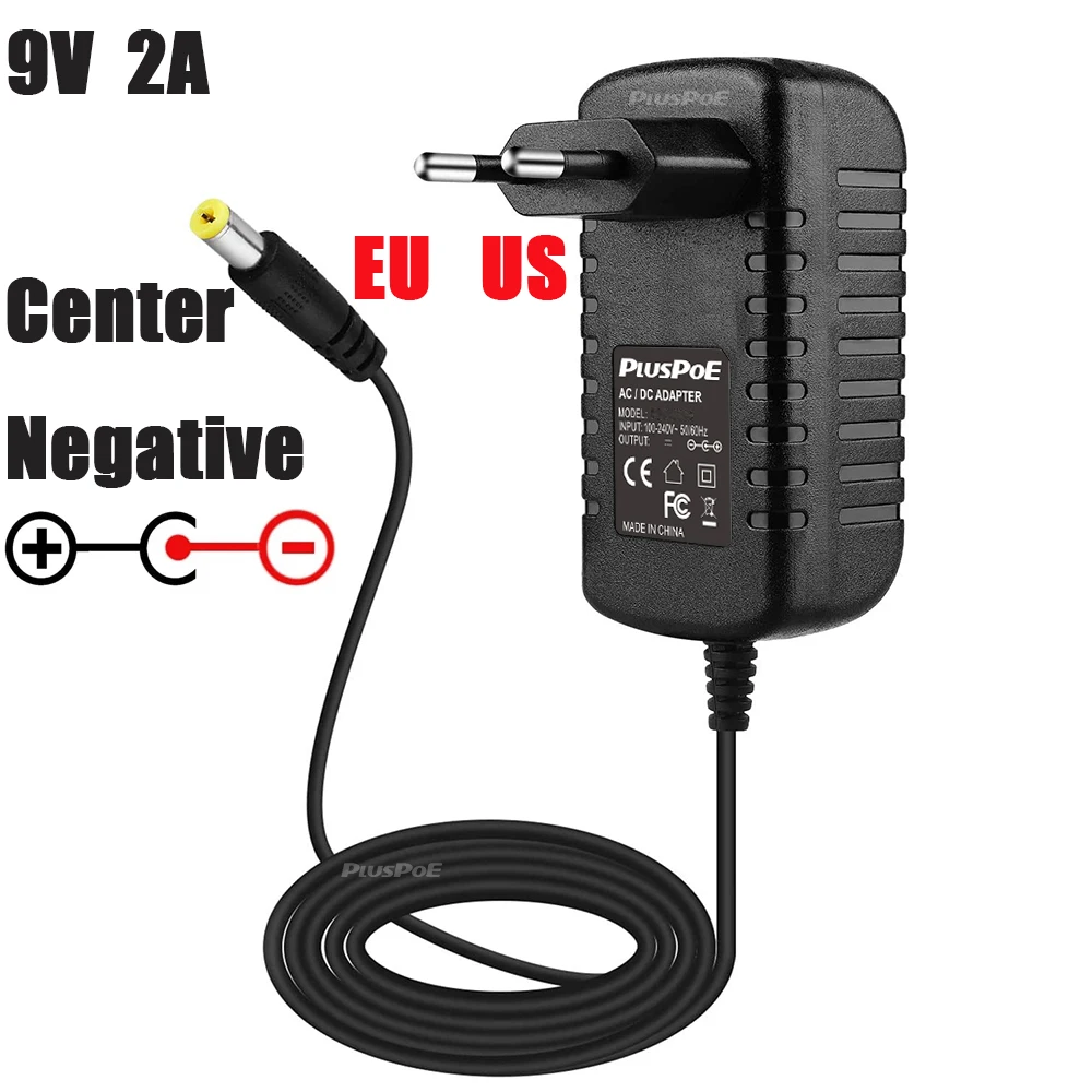 9V 1A 2A Power Supply AC/DC Center Negative Adapter for Casio Piano Keyboard Guitar Effects Pedal Boss Zoom Dunlop Ditto Charger