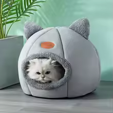 Cama Confortável Para Gatos Em Forma De Caverna, Perfeita Para Inverno!
