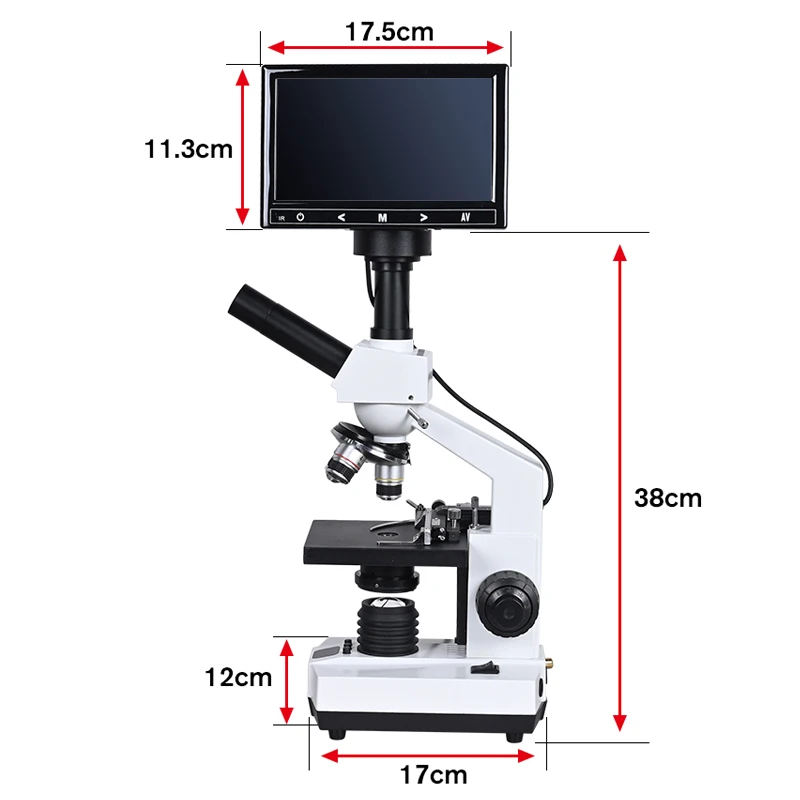 1500X-3000X, TV-type Binocular Professional Biological Microscope + USB 5MP Electronic Digital Lens + 7-inch LCD