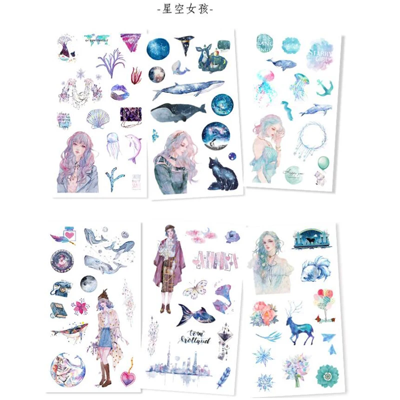 6 шт./упаковка, детские наклейки «Звездная девушка»