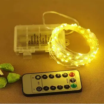 5–20 m LED-Lichterkette mit Batterie, Fernbedienung, Timer, wasserdicht, Splitterdraht, Weihnachts- und Gartendekorationslicht